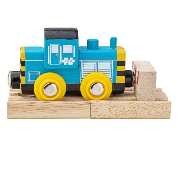 Синьо дървено локомотивче Diesel Shunter Bigjigs Rail BJT488 1