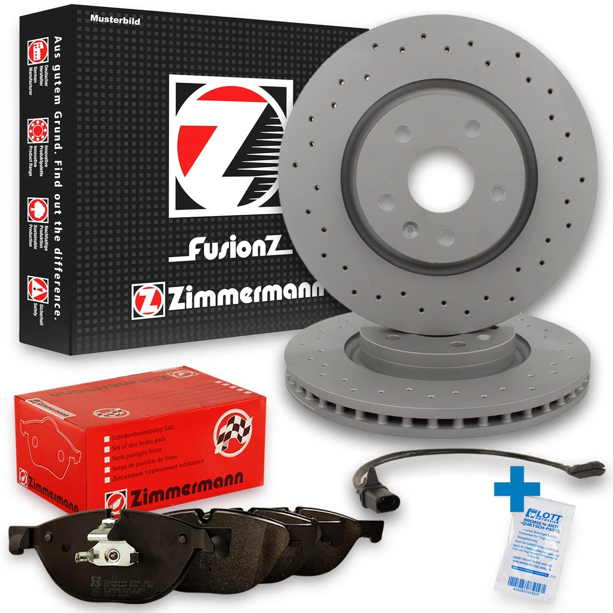 Гальмівні диски та колодки Zimmermann для VW EOS (1F7, 1F8) 2.0 TFSI